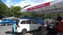 Authorities in Manilla set up free drive-thru coronavirus testing facility