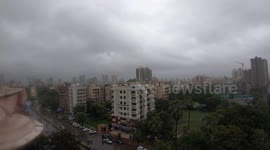 Intense Stormy clouds and rain in Mumbai. 4K timelapse