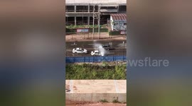 Cars queue for 'free wash' after fire hydrant bursts in southern China