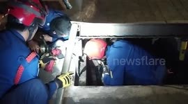Firemen Save Cat Trapped In Water Channel