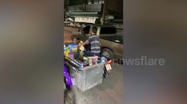 Roti Seller Performs Drifts On Motorcycle