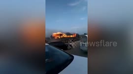 Chinese driver risks life to move burning truck away from petrol station