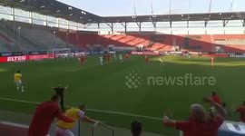 German Soccer Relegation for 2. Bundesliga Nürnberg Goal at Last Minute . View from Crowd