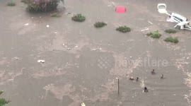 Emergency crews search for people thought to be trapped in cars submerged under murky water in Italy