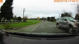 Rear-end collision on rural New Zealand road caught on dashcam