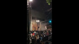 Fireworks and smoke bombs fired towards Portland's county justice center