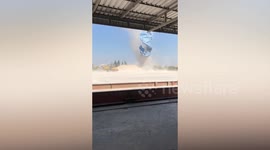 Tornado blows through building site in Cambodia