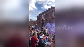 Leeds United fans go wild in Millennium Square after promotion to premier league