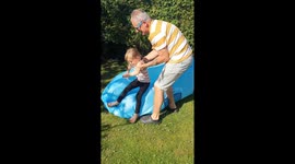 Four-year-old girl launches into air after uncle sits on inflatable bed