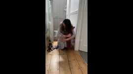 Sausage dog is super excited when mum returns home from hospital