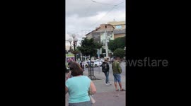 Further footage shows police cordon at scene of Ukraine hostage situation