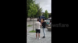 Newsflare Edit - Police at scene as armed man takes bus passengers hostage in western Ukraine