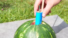 YouTuber shatters watermelon into thousands of pieces with fireworks