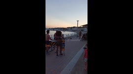 Capoeira Brazilian fight dance performance on the beach in south of France