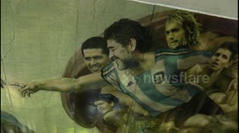 Michelangelo-style Messi and Maradona mural spotted at Argentine football club