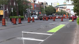 Toronto installs new bike lanes all along The Danforth (Greektown)