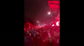 Liverpool fans turn city red with flares after Premier League trophy ceremony