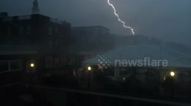 Lighting strike captured in Red Bank, New Jersey