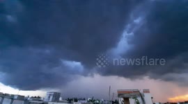 Menacing blanket of thick grey clouds seen lurking over southern Indian city