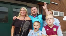 Aston Villa fans react after their team avoid relegation from Premier League