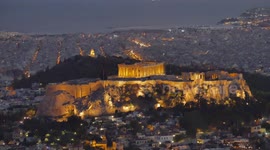 Dusk view of the Parthenon Athens Greece