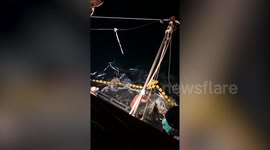 Fishermen release 30 manta rays caught in trawler's net in Thailand