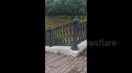 In Moscow, due to a heavy downpour, the Yauza river overflowed its banks