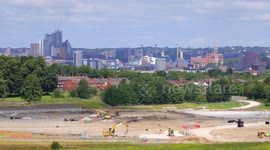 Timelapse of Leeds skyline & Stourton Park & Ride under construction