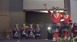 Traditional Indonesian dance performance still stuns with face shields and masks
