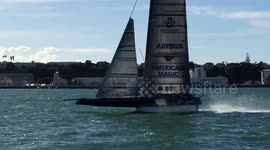 US yacht first to sail in Auckland ahead of America's Cup