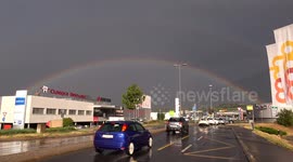Double rainbow produced in aftermath of Swiss thunderstorm