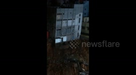 Dramatic moment three-storey building collapses in Bangalore, India