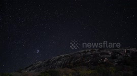 Winter Sky Pleiades and Taurus Rising over Enchanted Rock