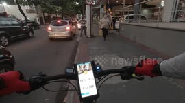 Riding a bike at night in Vila Velha downtown
