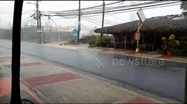 Hurricane isaias rains in the city of Terrenas Dominican Republic