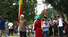 Indonesian people attend Eid al-Adha prayer