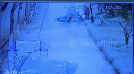 Two women narrowly escape after fort wall collapses in southern China