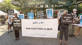 New York: Demonstrators hold signs calling for human rights in Iran