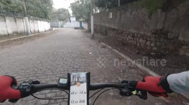 Riding a bike alone in the nature