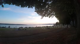TIME LAPSE 2020-07-20 Vancouver Beach Canada COVID-19 Ignored Crowds Celebrate and Lounge on a Summer Sunset