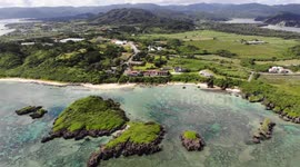 Beautiful drone shot at Hoshizuna beach in Iriomote-jima, Okinawa, Japan.