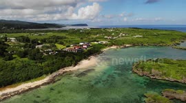 Beautiful drone shot at Hoshizuna beach, Iriomote-jima, Okinawa, Japan.