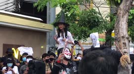 Anti-government protesters wear Harry Potter costumes in Bangkok