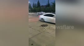 Manhole covers spotted bouncing up and down on Chinese road