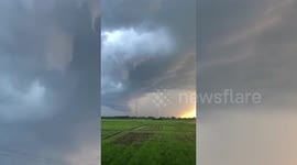 Twister tornado forms in the clouds in the Philippines