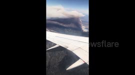 Apple Fire raging in Los Angeles County captured by passenger landing at LAX