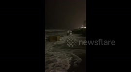 Close-up view as Hurricane Isaias makes landfall in Myrtle Beach, South Carolina