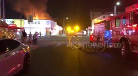 Fire erupts in West Hollywood, California commercial structure