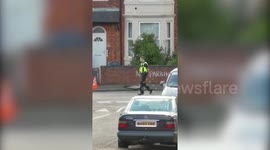 Moment a gas pipe EXPLODED in the middle of a residential street - sending a smoke and fireball into the air