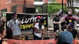 A second BLM Speaker as Protesters Rally at park to Protest Trump and NYPD Police Brutality